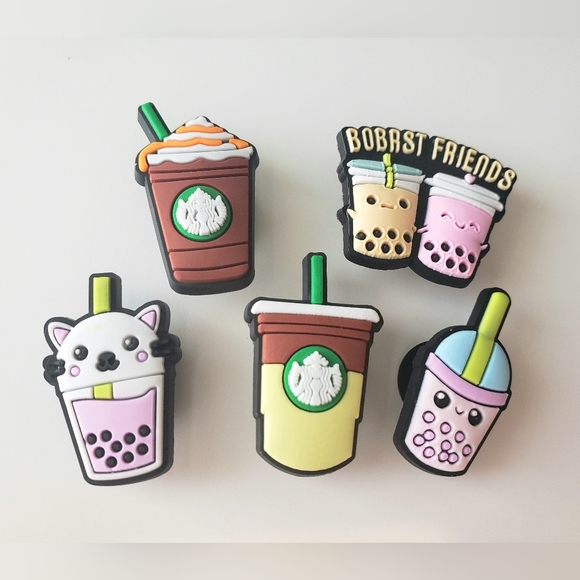 5 x New Croc Charms / Jibbitz, Boba and Starbucks Style - Picture 1 of 3